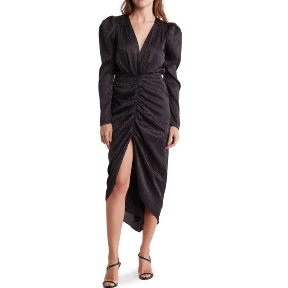 Torn by Ronny Kobo Astrid Ruched Zebra PrintSatin Jacquard NEW